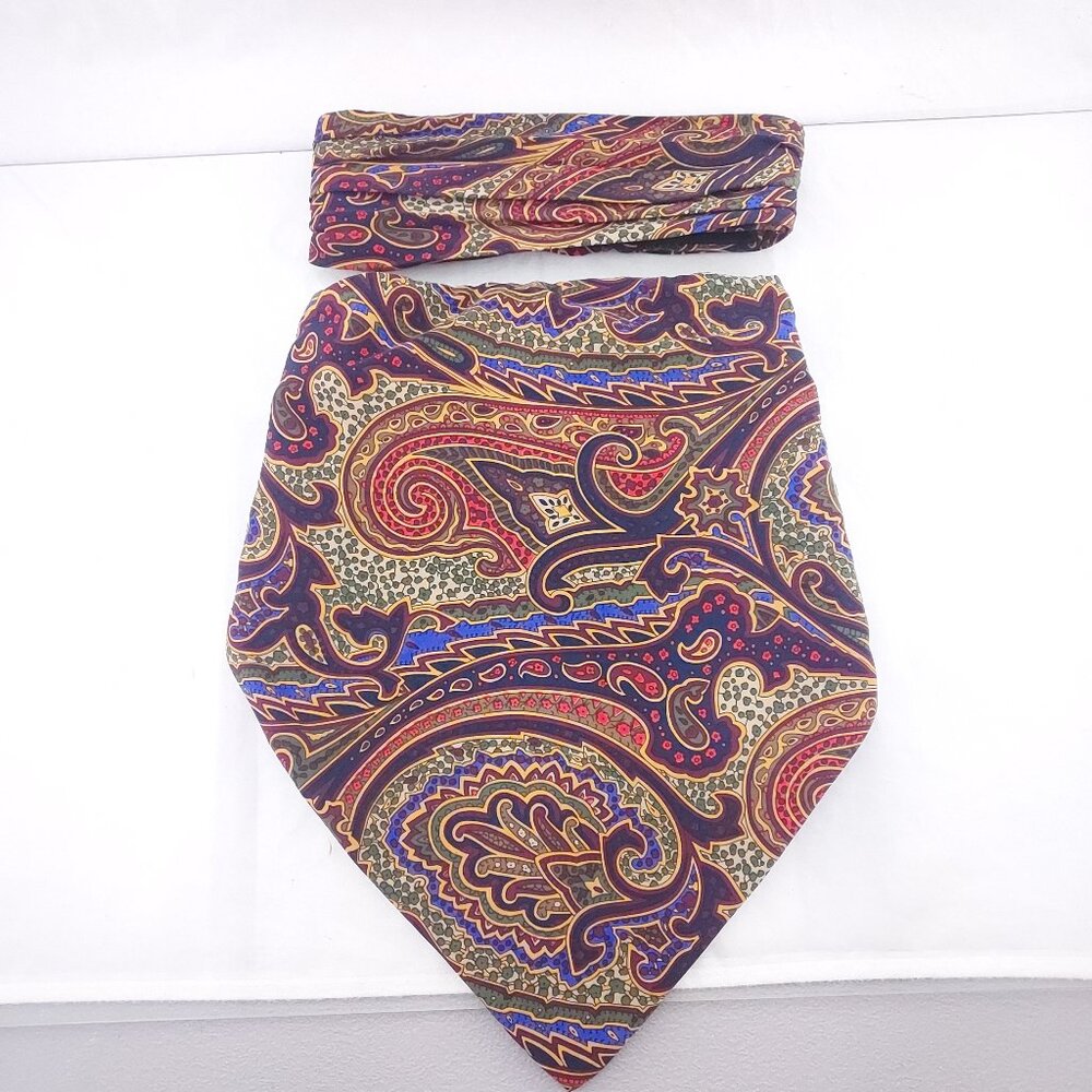 Vintage 90's POLARTEC Neckworks Headband Neckwarmer Gaiter Fleece Set Paisley